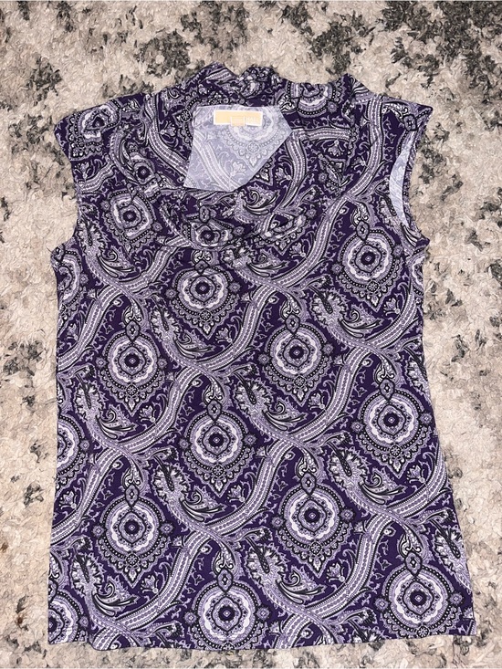 MICHAEL Michael Kors Tops - MICHAEL Michael Kors Purple Paisley Cowl-Neck Cap-Sleeve Top